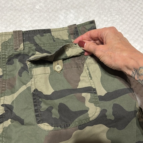 Natural Reflections Camouflage Midi Skirt Green and Brown Pockets Size 10 - Picture 4 of 15